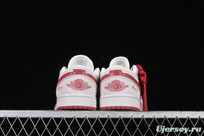 Nike Air Jordan 1 Low Retro Basketball Shoes Snake Year Limited Edition with Red Swoosh - XX3318-513