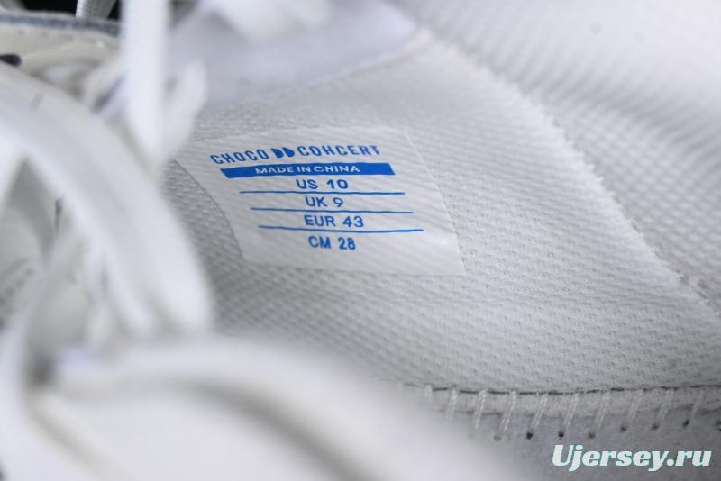 Choco Concert Leather Round Square Asymmetrical Fashion Sneakers White - AJE5