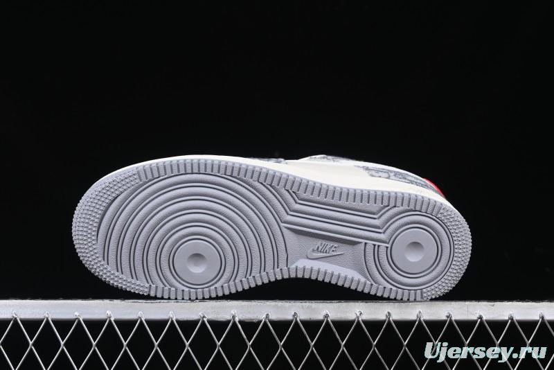 Nike Air Force 1 '07 Low Dior Collaboration - Grey Pattern Low-Top Casual Sneakers - DF0188-021