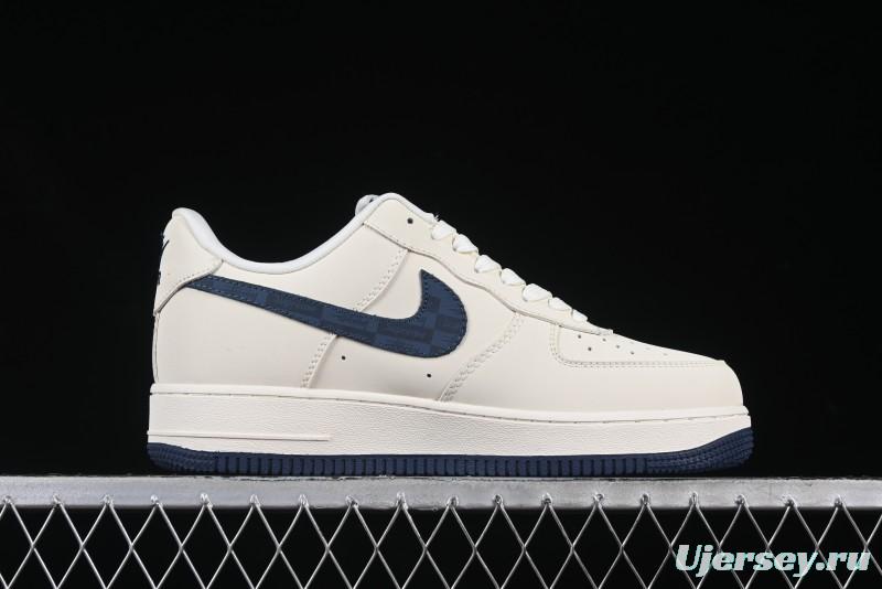 Nike Air Force 1 '07 Low Stussy Supreme Collaboration Checkerboard Beige Low-Top Casual Sneakers - DF0188-037