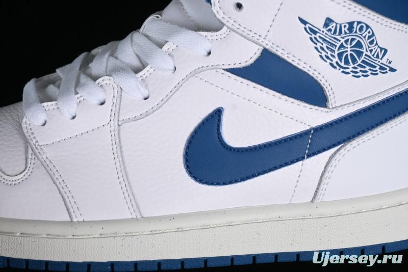 Nike Air Jordan 1 Mid Industrial Blue Basketball Shoes with Air Cushion - FN5215-141