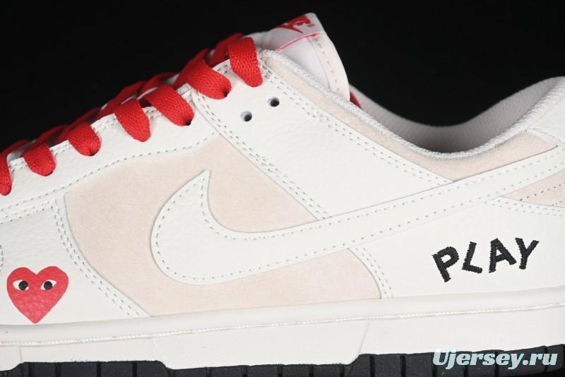 Nike SB Dunk Low Comme des Garcons Play Heart White Anniversary Custom Low-Top Casual Skate Shoes - DJ2024-052