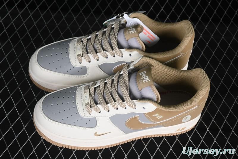 Nike Air Force 1 '07 Low Bape Collaboration Khaki Beige Grey Low-Top Casual Sneakers - BB6566-208