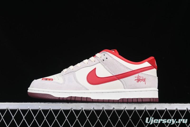 Nike SB Dunk Low Stussy Anniversary Edition Custom Sneakers with Red Swoosh - KK1333-021
