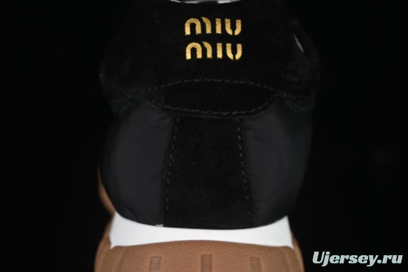 Miu Miu Suede Round Toe Lace-Up Women's Low-Top Casual Shoes - 99D4