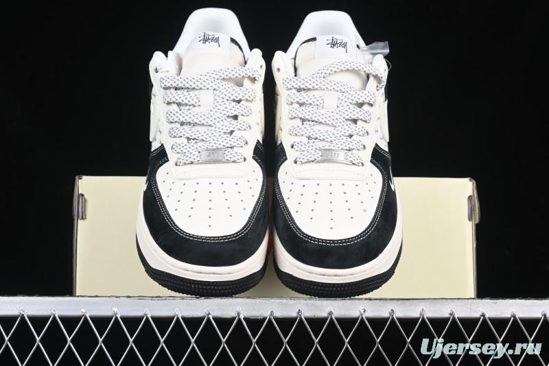 Nike Air Force 1 '07 Low Stussy Collaboration - Black White Casual Sneakers - XZ6188-671