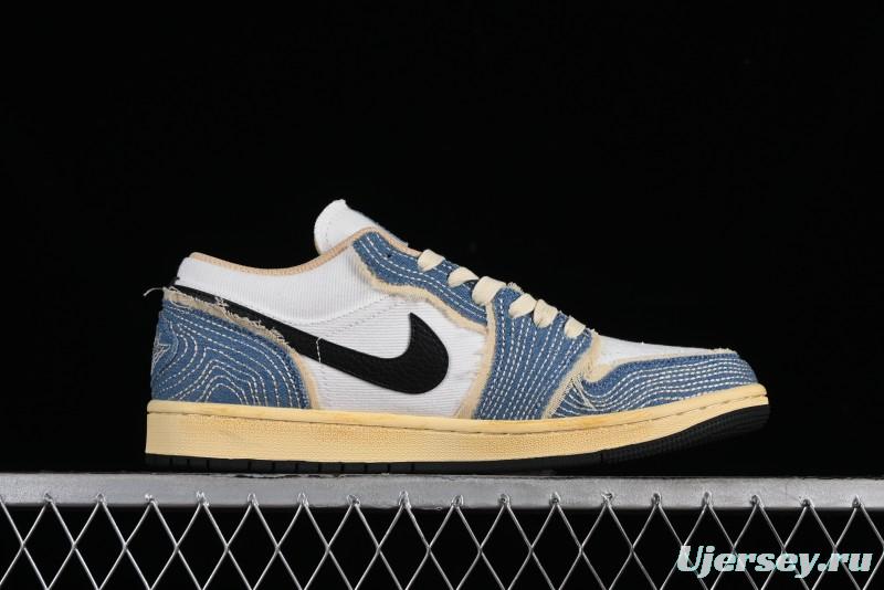 Nike Air Jordan 1 Low SE "WRMK" AJ1 Sashiko Stitch Low-Top Casual Sneakers - FN7670-493