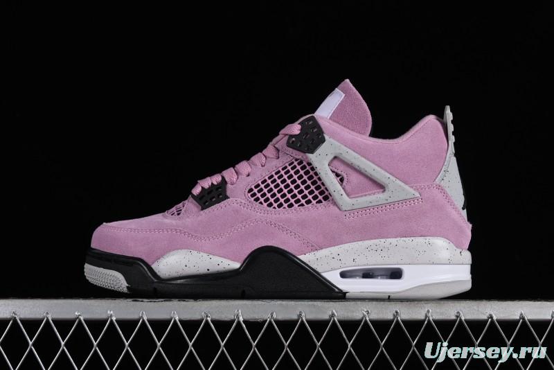 Nike Air Jordan 4 Retro "Orchid" Sneakers with Suede Upper and Cement Grey Accents - AQ9129-501