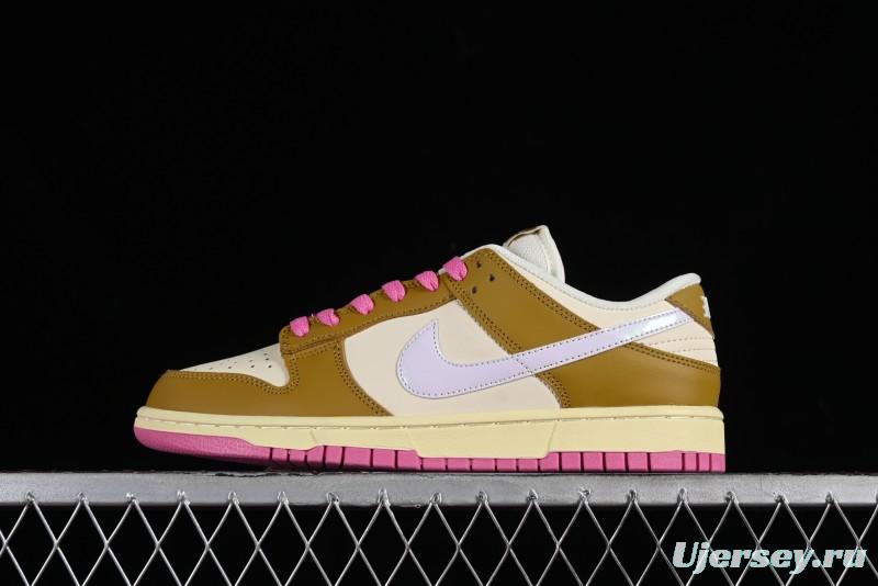 Nike Dunk Low "Just Do It" SB Low-Top Casual Skate Shoes in Coconut Milk and Pink - FD8683-700