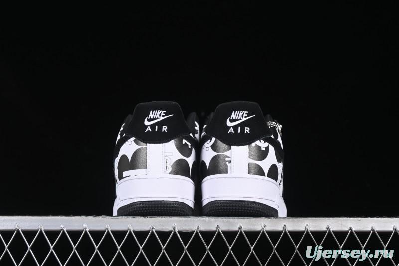 Nike Air Force 1 '07 Low Burberry Collaboration Black White Cow Print Casual Sneakers - DF0188-029