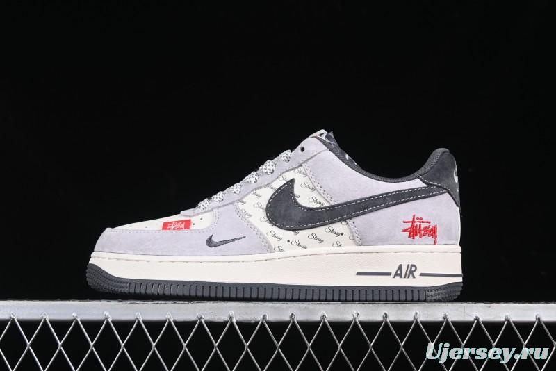 Nike Air Force 1 '07 Low Stussy Collaboration Pig Skin Swoosh Logo Low-Top Casual Sneakers - XS1958-501
