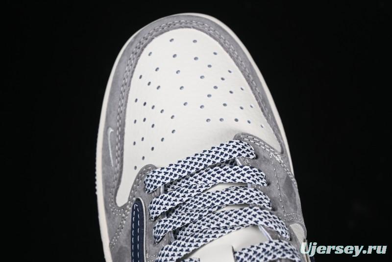 Nike Travis Scott x Fragment Design x Air Jordan 1 Low OG SP AJ1 Retro Sneakers with Reverse Swoosh - CF3688-066