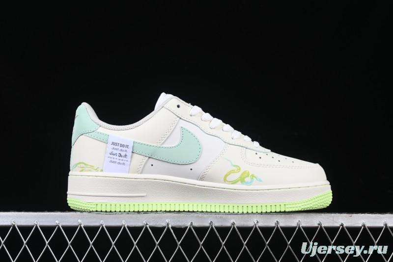 Nike Air Force 1 '07 Low "Green Snake" Year of the Snake Limited Edition Casual Sneakers with Bamboo and Serpent Design - FB1893-555