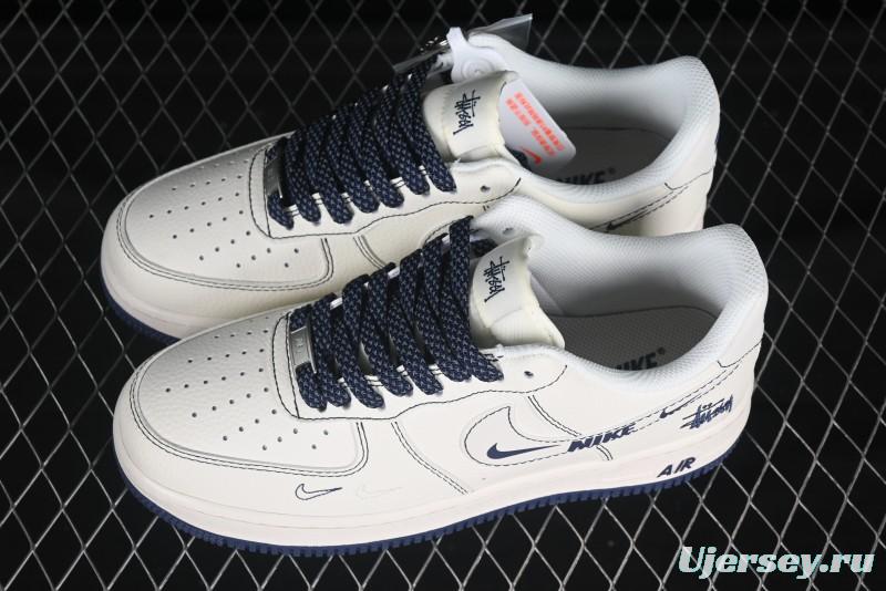 Nike Air Force 1 '07 Low Stussy Collaboration Grey Swoosh Casual Sneakers - HH7518-063