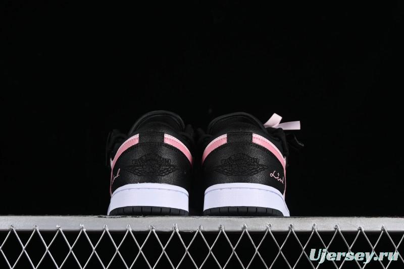 Nike Air Jordan 1 Low AJ1 Retro Basketball Shoes with Black Pink Bow Design - DX4374-008