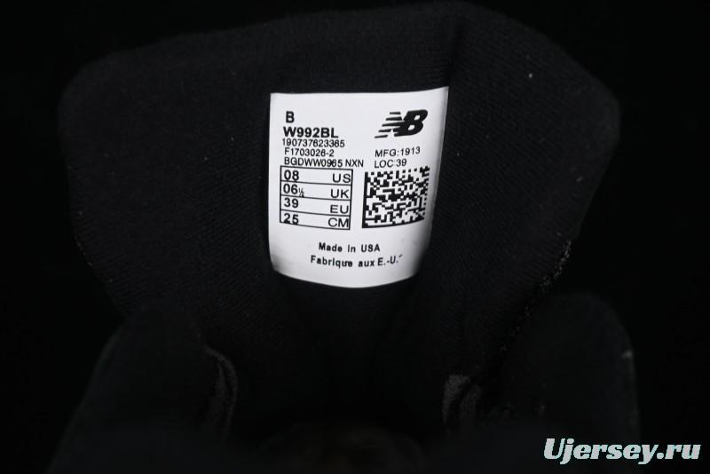 New Balance Made In USA 992 Classic Retro Running Shoes with Superior Cushioning - M992BL