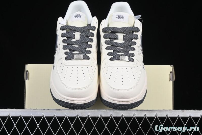 Nike Air Force 1 '07 Low Stussy Collaboration - Grey English Patchwork Low-Top Casual Sneakers - XZ3328-536