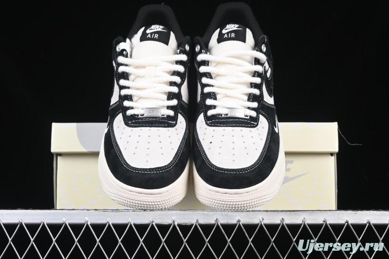 Nike Air Force 1 '07 Low Supreme Champion Collaboration Beige Black Mini Swoosh Casual Sneakers - SJ6698-019