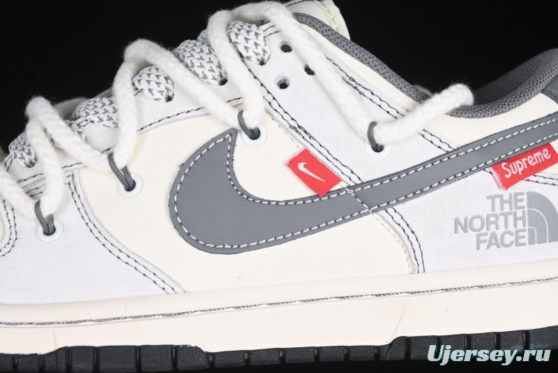 Nike SB Dunk Low The North Face x Supreme Collaboration Light Gray Hook Anniversary Custom Low-Top Casual Skate Shoes - YX5066-230
