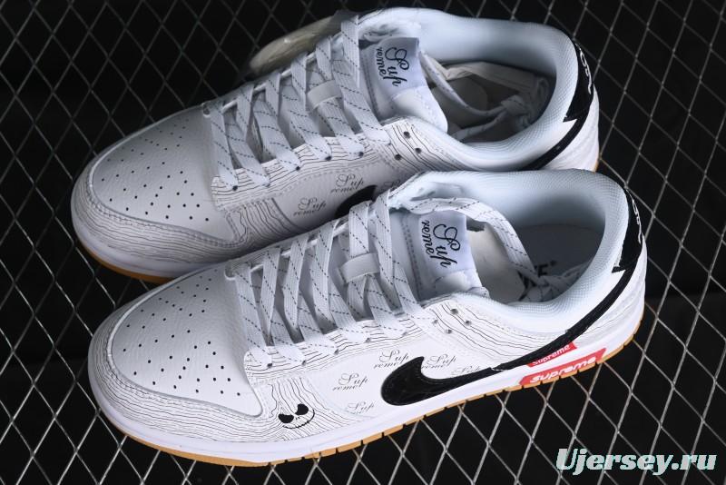 Supreme x Nike Dunk Low SB Casual Skate Shoes with Zoom Air Cushion - XD6188-034