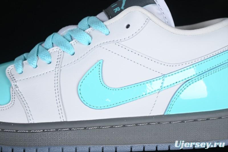 Nike Air Jordan 1 Low AJ1 Patent Leather Grey Green Casual Sneakers - HQ3599-025