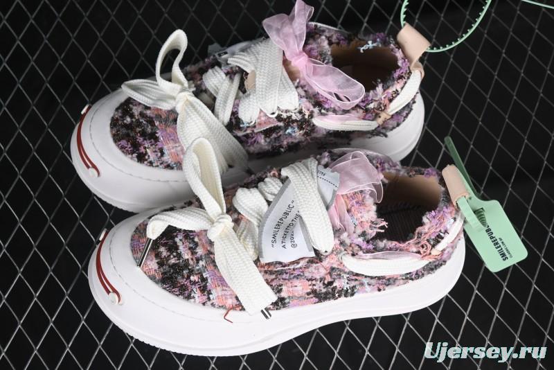 SMILEREPUBLIC SMILE Canvas Sneakers with Cut Wool Fringe and Unique Weaving - G.D4