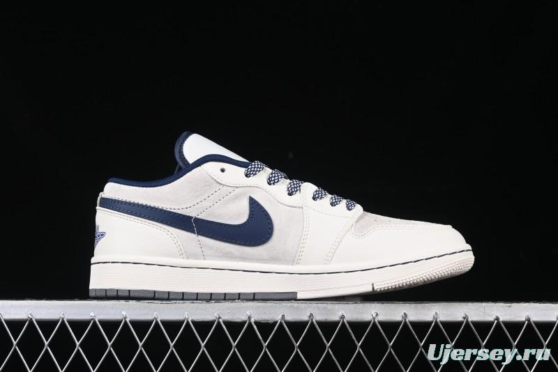 Nike Air Jordan 1 Low Stussy Collaboration - Light Grey Blue Hook Retro Basketball Shoes - SJ9950-046