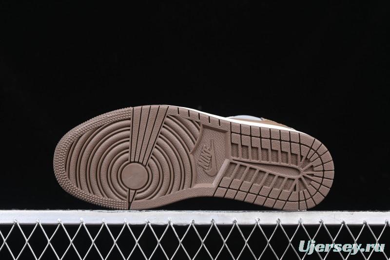 Nike Travis Scott x Fragment Design x Air Jordan 1 Low OG SP AJ1 Bape Collaboration Tea Brown Low-Top Casual Sneakers - BB6511-627