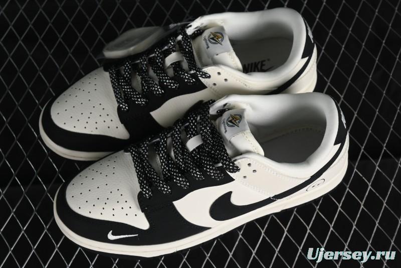 Nike SB Dunk Low Lightning Collaboration - Off White Black Colorway with Mini Swoosh Anniversary Custom Edition Low Top Casual Skate Shoes - XD1688-028