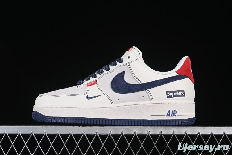 Nike Air Force 1 '07 Low Supreme Collaboration Sneakers with Red Tab and Blue Swoosh - BB7518-021