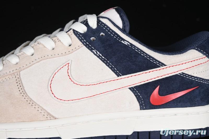 Nike SB Dunk Low Supreme Collaboration - Two-Tone White Swoosh Anniversary Customized Low-Top Casual Skate Shoes - DJ2024-045