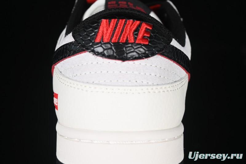 Nike SB Dunk Low Year of the Snake Series - Black Snakeskin with Black Swoosh Anniversary Custom Low-Top Casual Skate Shoes - DM6868-012