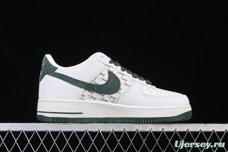 Nike Air Force 1 '07 Low Stussy Collaboration Green Suede Swoosh Low-Top Casual Sneakers - CH6336-511