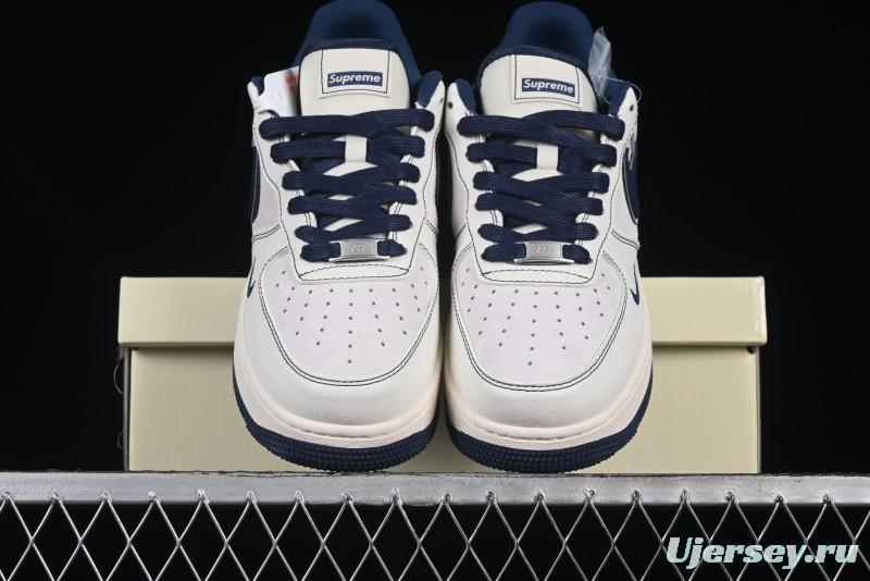 Nike Air Force 1 '07 Low Supreme Collaboration Navy Blue Line Low-Top Casual Sneakers - XZ6188-019