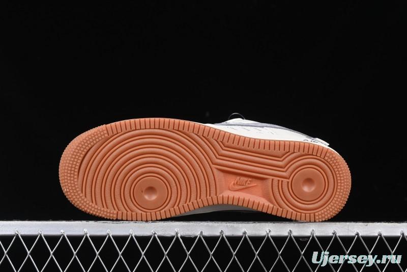 Nike Air Force 1 '07 Low Stussy Collaboration - Grey Swoosh Casual Sneakers - XZ6188-256