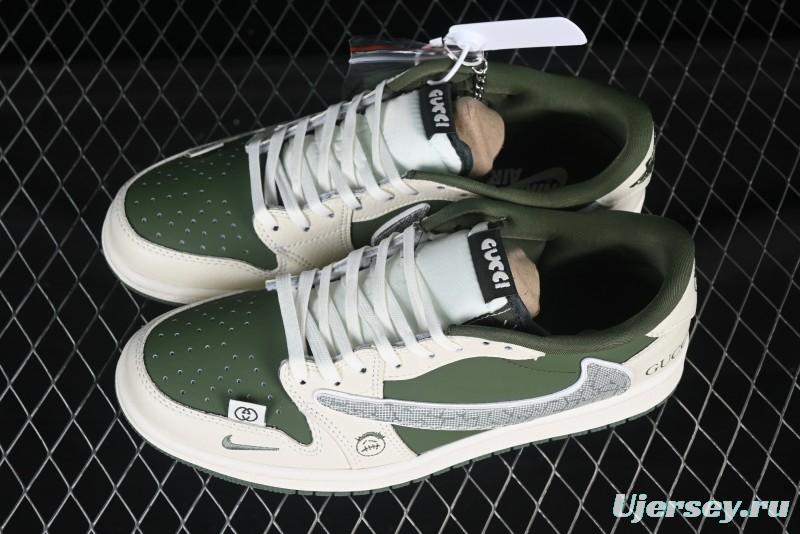 Nike Air Jordan 1 Low OG SP AJ1 Stussy Collaboration Black Grey Blue Black Swoosh Low Top Casual Sneakers - XS2024-001