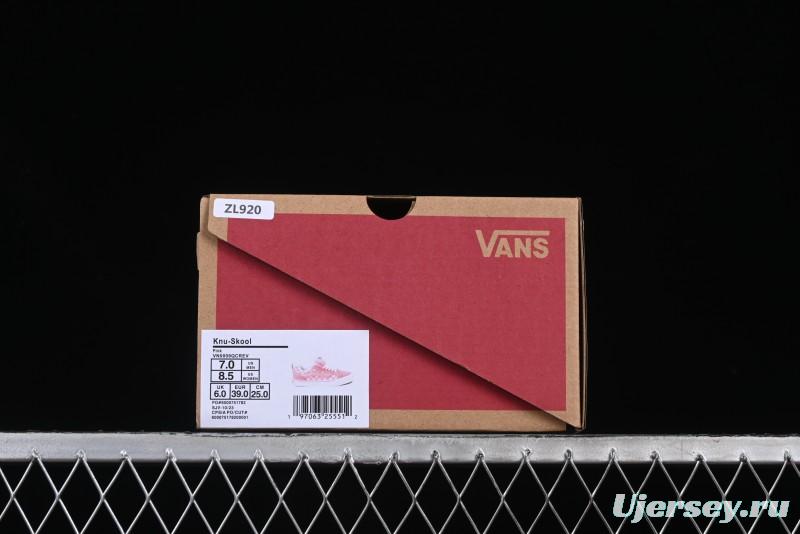 Vans Knu Skool Low Top Comfortable Slip Resistant Wear Resistant Casual Sneakers in Pink Checker - VN0009QCREV