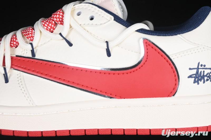 Nike Travis Scott x Fragment Design x Air Jordan 1 Low OG SP AJ1 Retro Sneakers with Reverse Swoosh - SJ0086-138