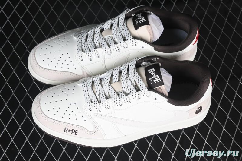 Nike Travis Scott x Fragment Design x Air Jordan 1 Low OG SP AJ1 Bape Collaboration Sneakers - AG3702-807