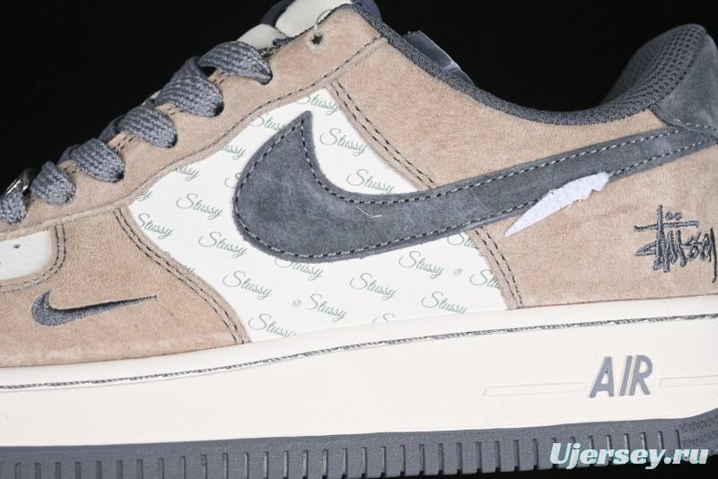 Nike Air Force 1 '07 Low Stussy Collaboration - Lambskin Brown Low-Top Casual Sneakers - XZ6188-888