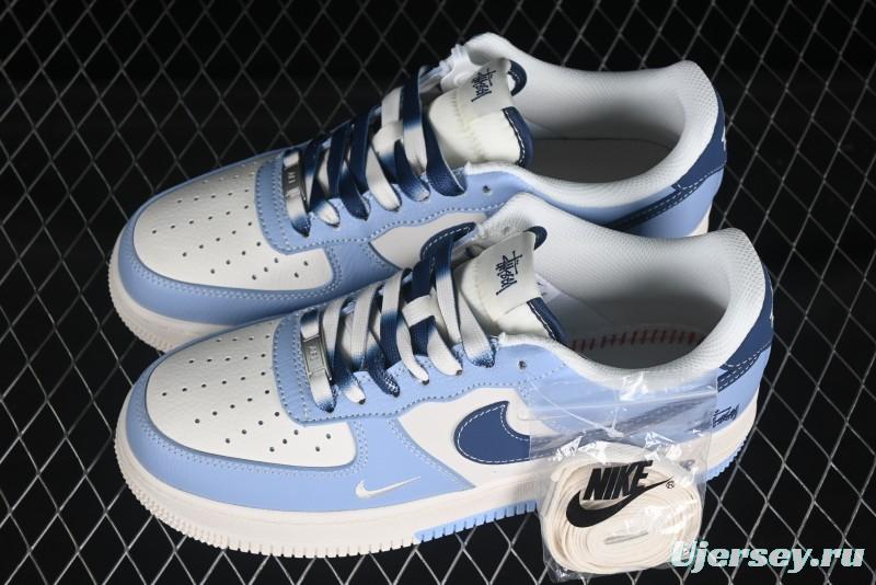 Nike Air Force 1 '07 Low Stussy Collaboration Dual-Tone Sky Blue Low-Top Casual Sneakers - XS1958-516