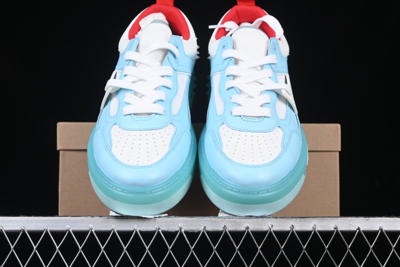 Christian Louboutin Funnyto Flat Comfortable Fashion Low-Top Sneakers with Raw Ice Blue Sole - X.D4