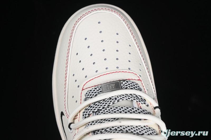 Nike Air Force 1 '07 Low Supreme Collaboration - Beige Red Lace-Up Low-Top Casual Sneakers SJ1198-104