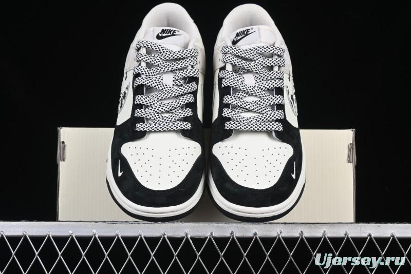 Nike SB Dunk Low Stussy Collaboration Zebra Black White Swoosh Anniversary Custom Low-Top Casual Skate Shoes - DJ2024-060