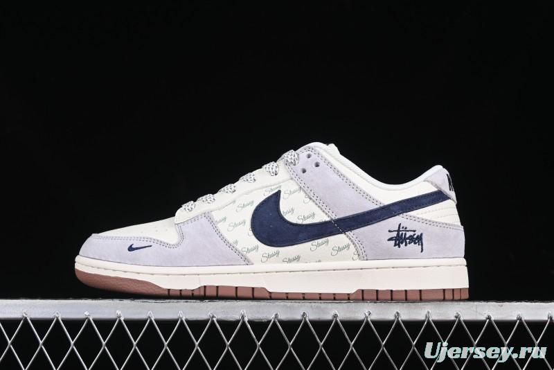 Nike SB Dunk Low Stussy Collaboration Blue Swoosh Gum Sole Anniversary Custom Low-Top Casual Sneakers - XS1086-012