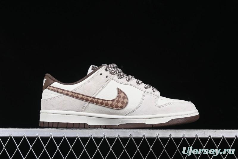 Nike SB Dunk Low Gucci Collaboration Monogram Beige Brown Swoosh Anniversary Custom Low-Top Casual Skate Shoes - DJ2024-059