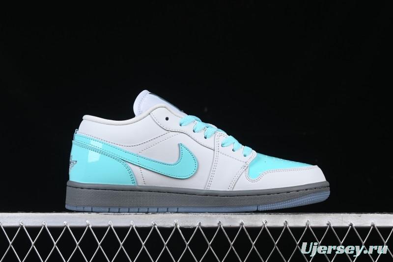 Nike Air Jordan 1 Low AJ1 Patent Leather Grey Green Casual Sneakers - HQ3599-025
