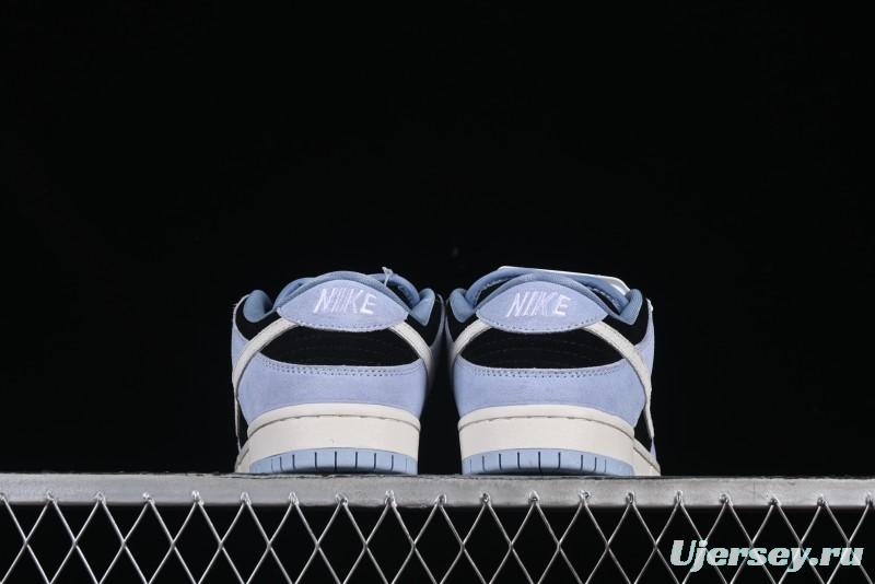 Nike SB Dunk Low Aluminum Skateboarding Shoes with Black Blue White Swoosh - HF3063-400