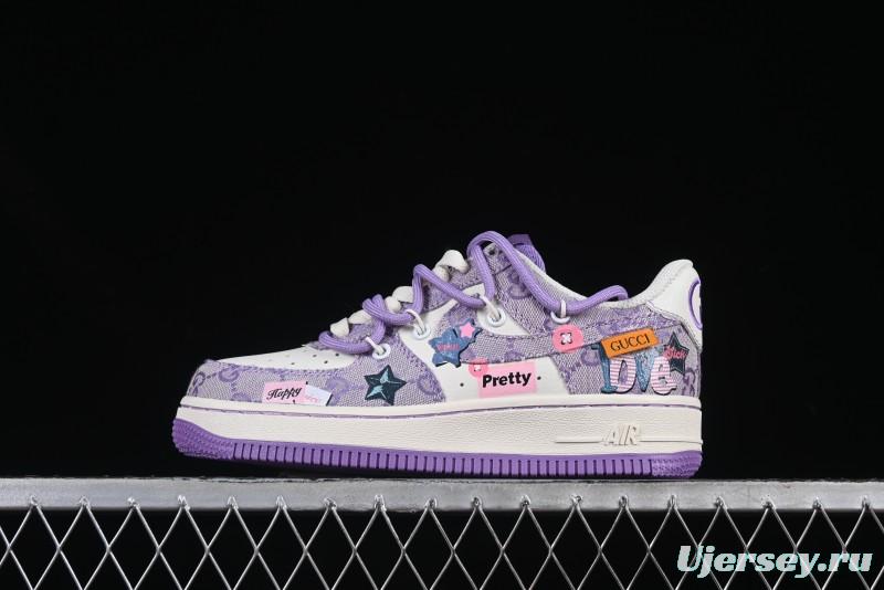 Nike Air Force 1'07 Low "Purple Star" Custom Casual Sneakers - BD7700-220