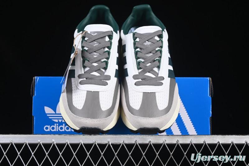 Adidas Retro-Inspired Sneakers - White, Grey & Green with Boost Sole
